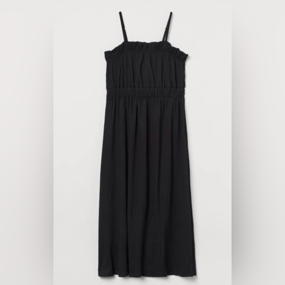 NWT H&M calf length jersey dress. Black. M.
